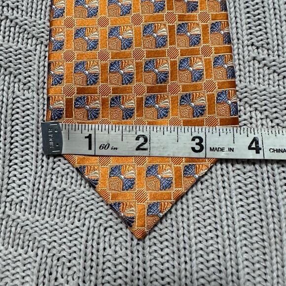 Ermenegildo Zegna orange fan printed geometric silk tie - Picture 5 of 5